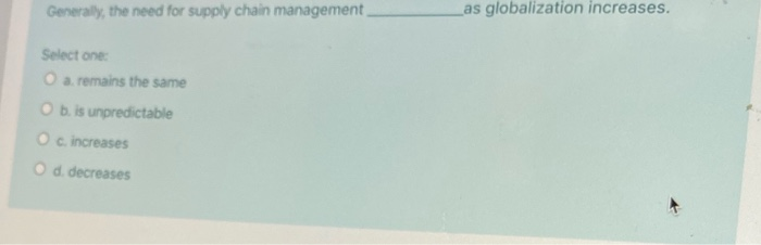 Generally, the need for supply chain management