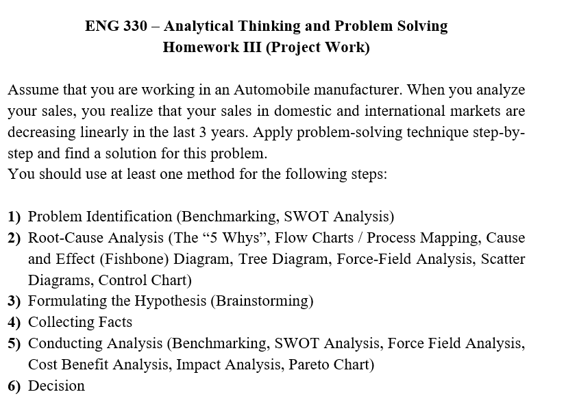 ENG 330 Analytical Thinking and Problem Solving