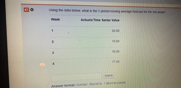 24 O Using the data below, what is the value of