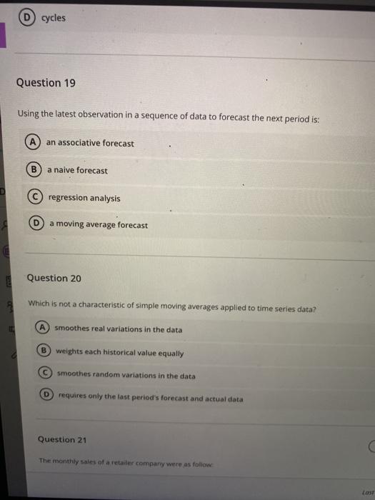 cycles Question 19 Using the latest observation