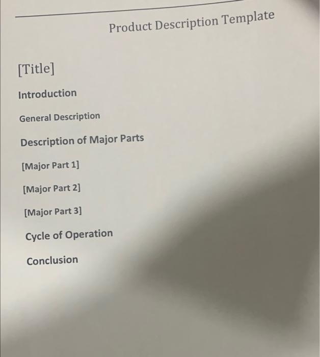 Product Description Name ID Number Section Number