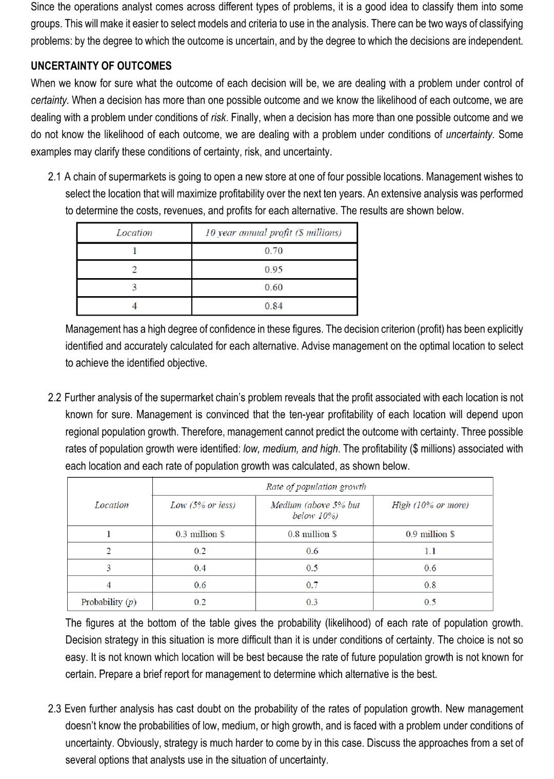 Since the operations analyst comes across