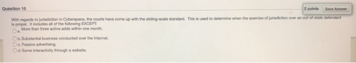 Question 15 2 points Save Answer With regards to