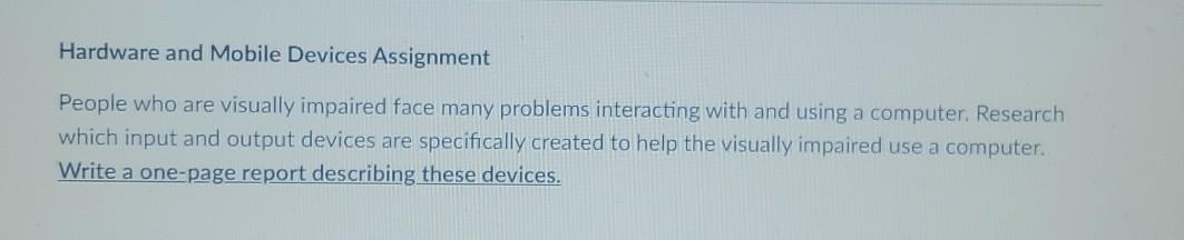 Hardware and Mobile Devices Assignment People who