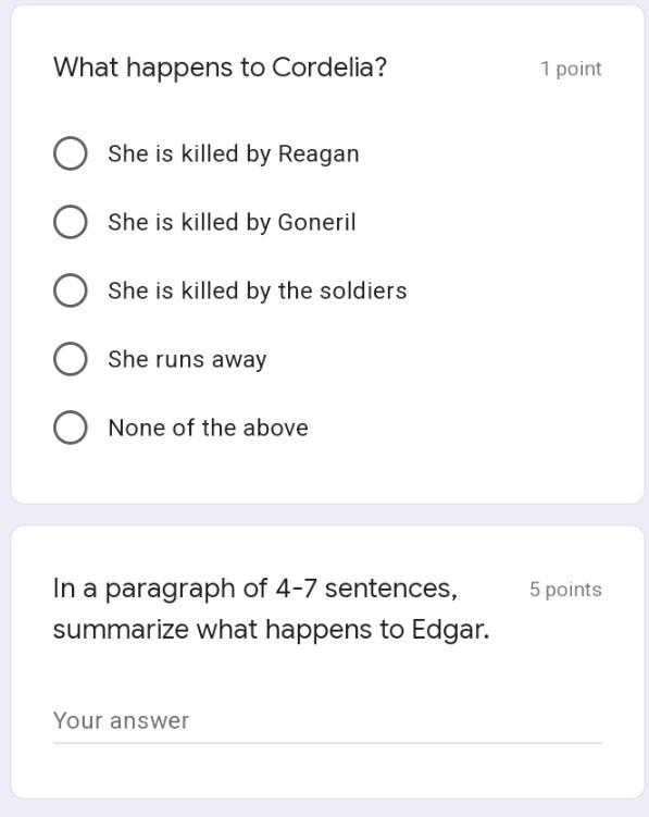 King Lear What happens to Cordelia? She is killed