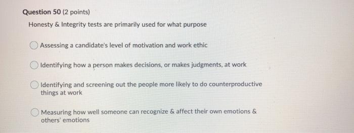 Question 47 (2 points) If a test or measure is
