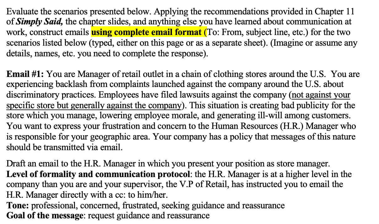 Evaluate the scenarios presented below. Applying