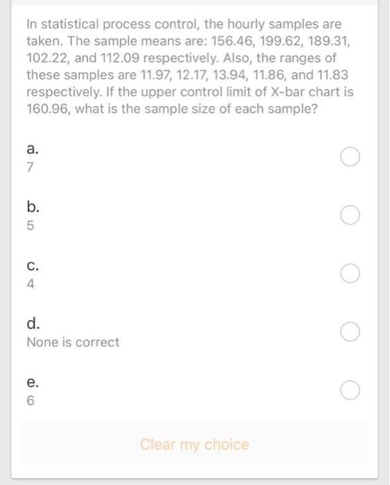 In statistical process control, the hourly