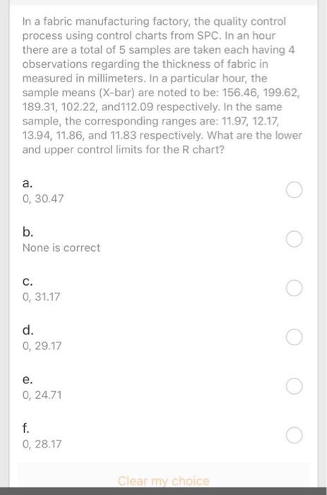 In a fabric manufacturing factory, the quality