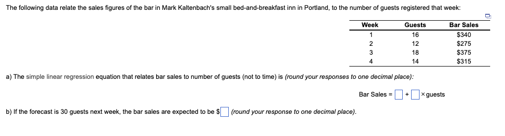 QUESTION 1 a) The simple linear regression