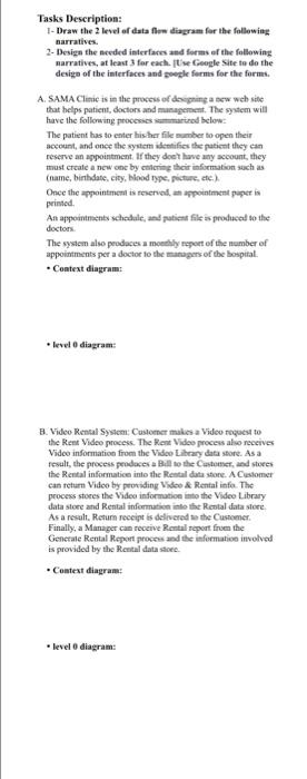 Tasks Description: - Draw the level of data flow