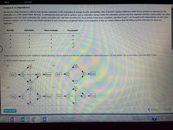 Co Problem 9-17 (Algorithm ) The Porsche Shop,