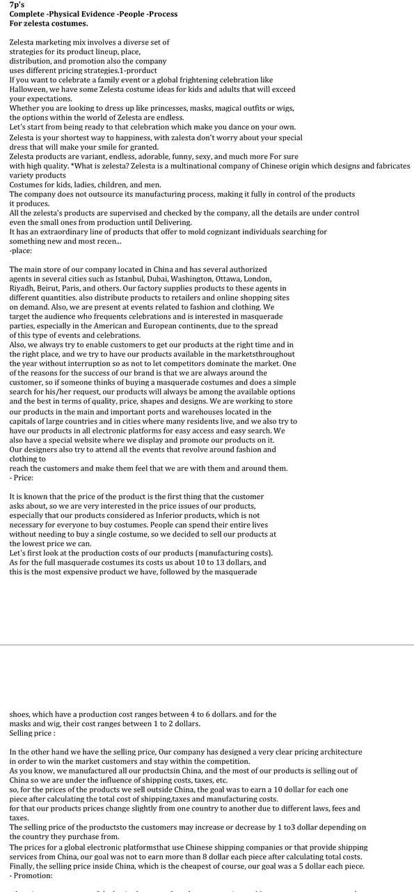 Complete ( marketing mix - people ) . Consider