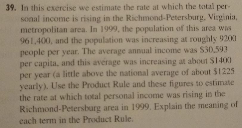 39. In this exercise we estimate the rate at