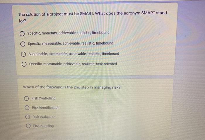 The solution of a project must be SMART. What