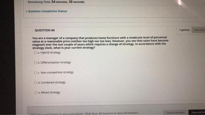 Remaining Time: 54 minutes, 39 seconds. Question