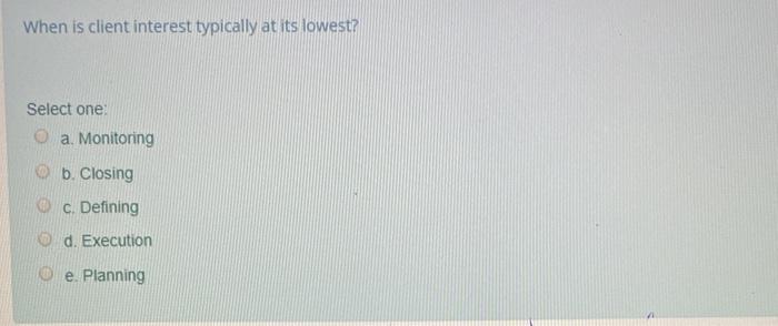 When is client interest typically at its lowest?