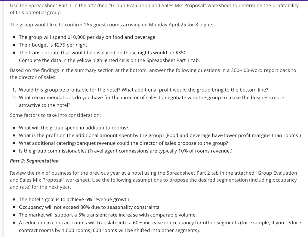Use the Spreadsheet Part 1 in the attached "Group