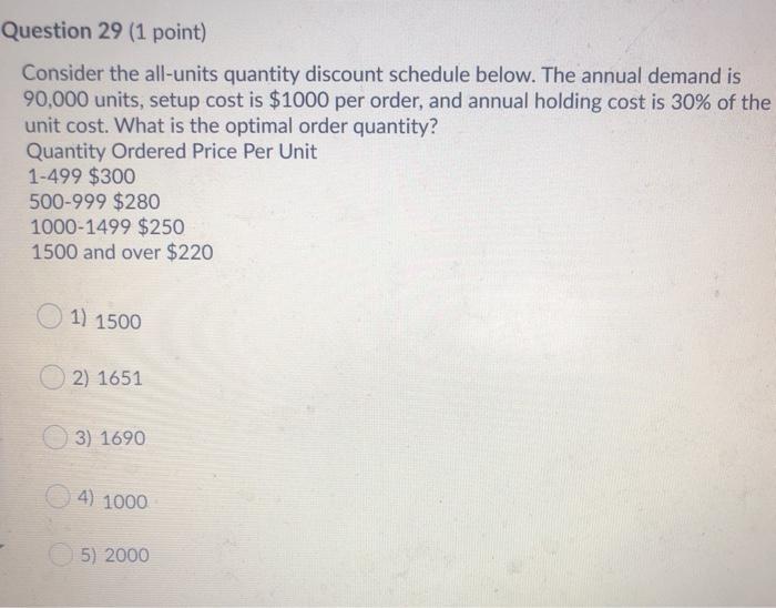 Question 29 (1 point) Consider the all-units
