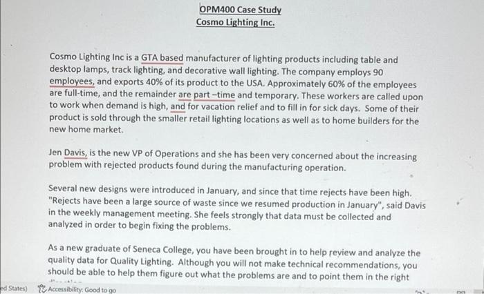 OPM400 Case Study Cosmo Lighting Inc. Cosmo