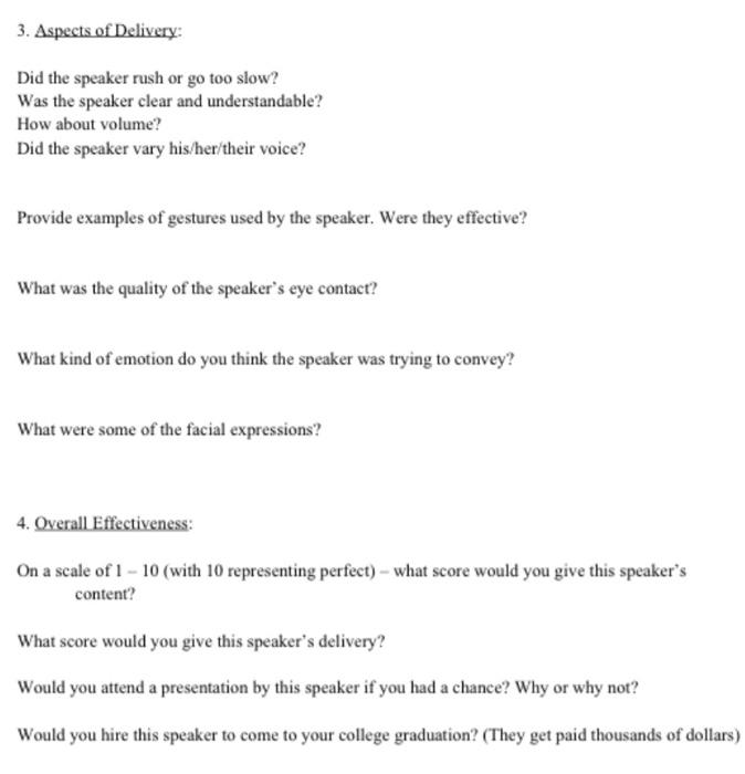 please answer according to the questions. speech