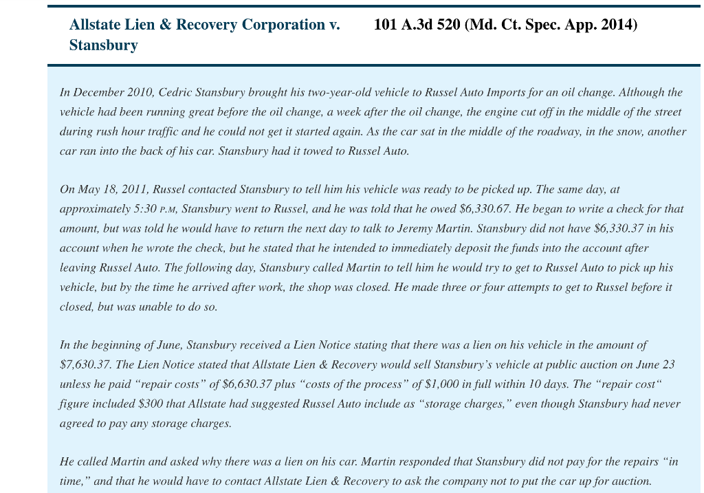 Read the Allstate Lien & Recovery Corporation v.