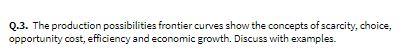 Q.3. The production possibilities frontier curves