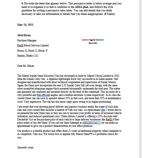 6. Re-write the letter that appears below. This