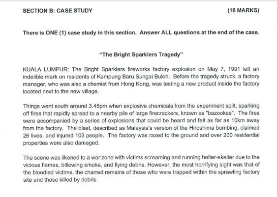 SECTION B: CASE STUDY (18 MARKS) There is ONE (1)