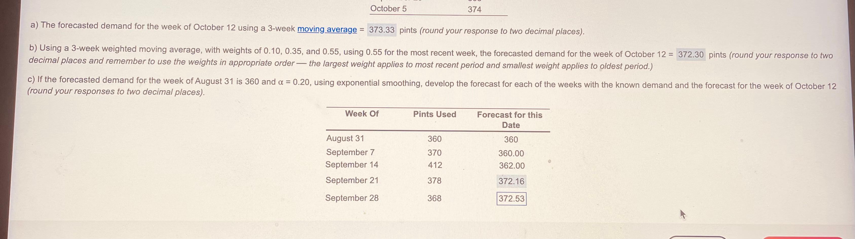 I need help with C) September 28, my answer was