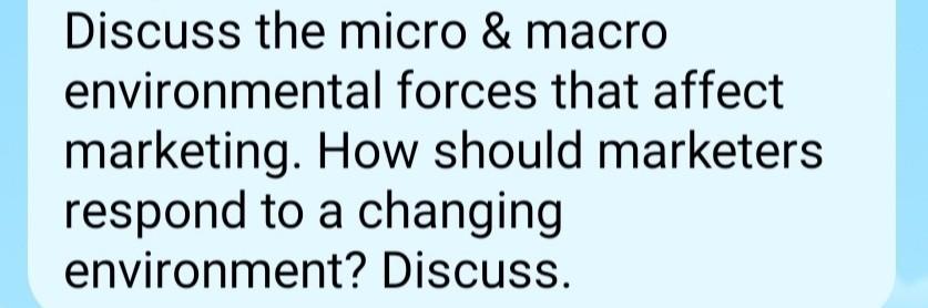 Discuss the micro & macro environmental forces