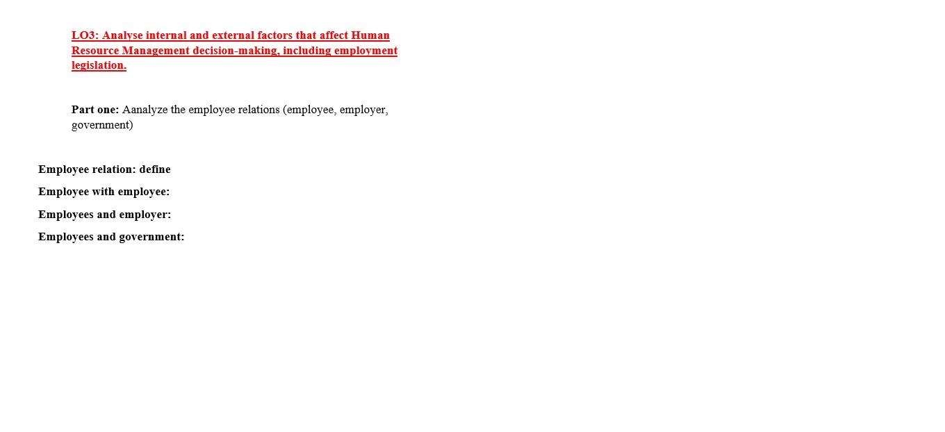 LO3: Analyse internal and external factors that