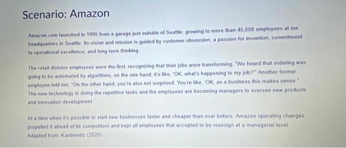 Scenario: Amazon Amazon.com launched in 1995 from
