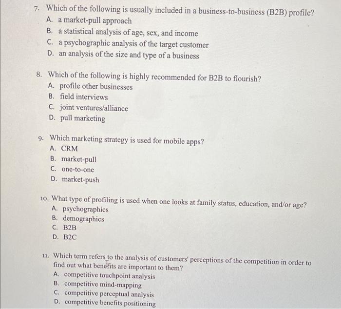 7. Which of the following is usually included in