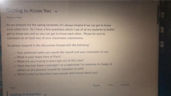 have you ever been a manager ? Getting to Know