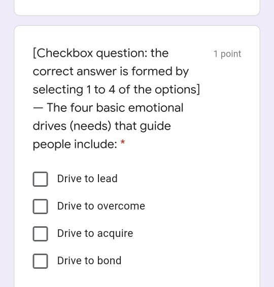 1 point [Checkbox question: the correct answer is