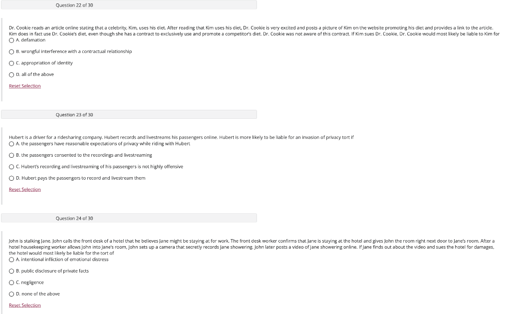 Question 22 of 30 Dr. Cookie reads an article