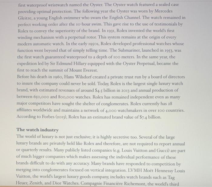 first waterproof wristwatch named the Oyster. The