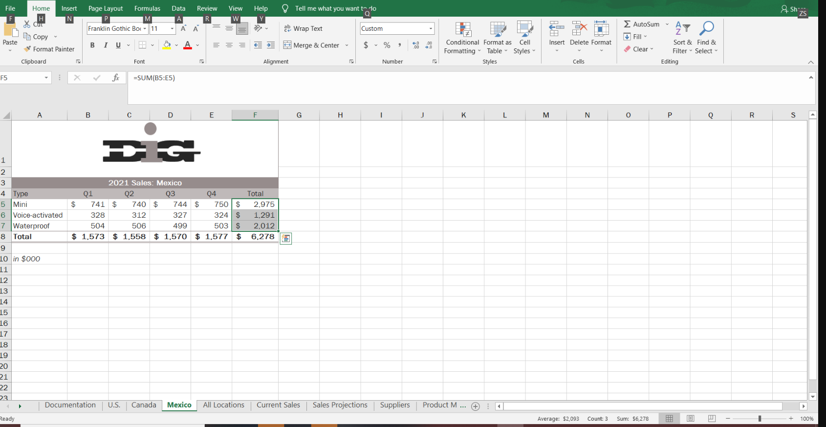 2. Go to the All Locations worksheet, where