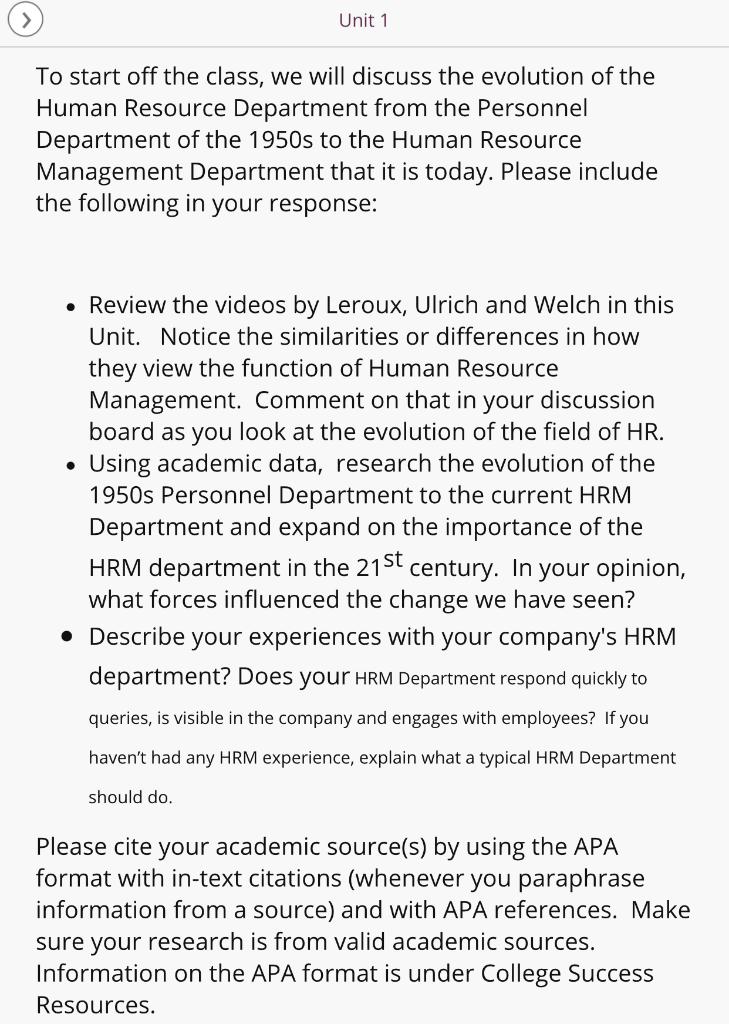 Unit 1 To start off the class, we will discuss