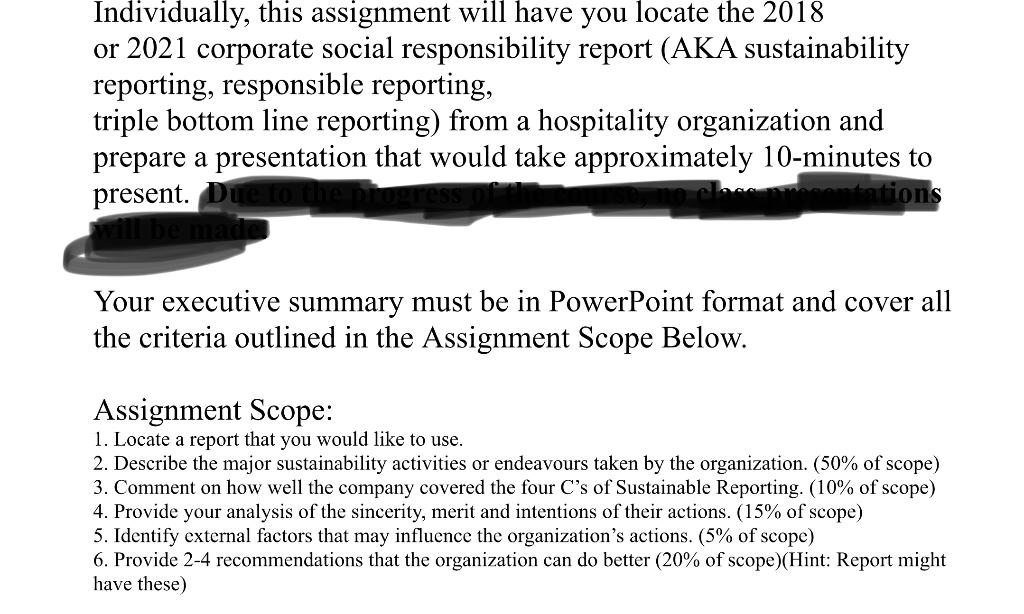 please cover these 6 points. Individually, this