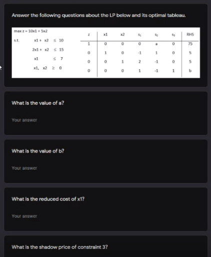 Answer the following questions about the LP below