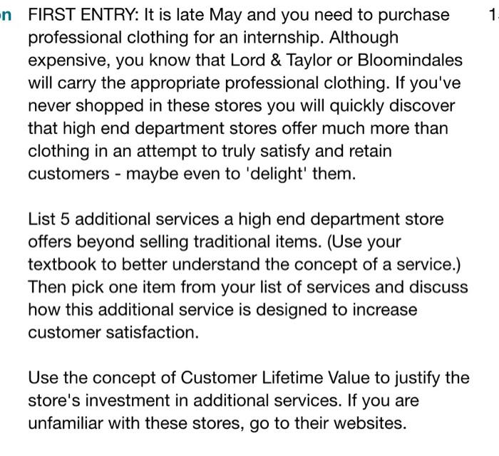 n FIRST ENTRY: It is late May and you need to