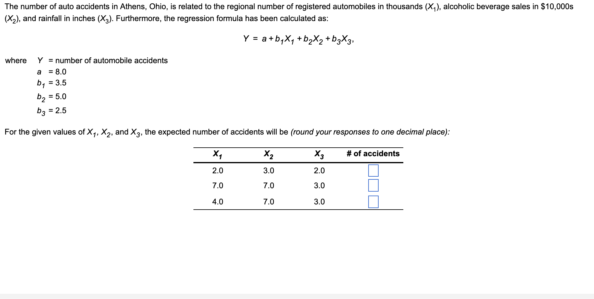 Y=a+b1X1+b2X2+b3X3