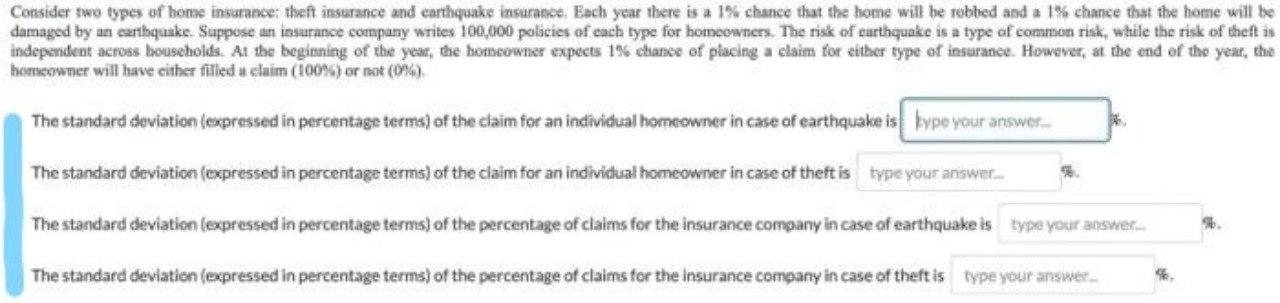 Consider two types of home insurance: theft