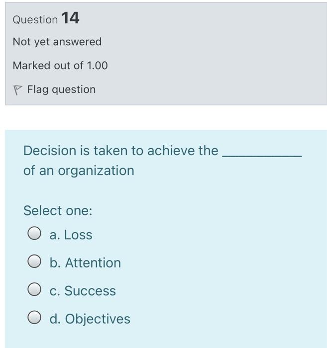 Question 14 Not yet answered Marked out of 1.00 P