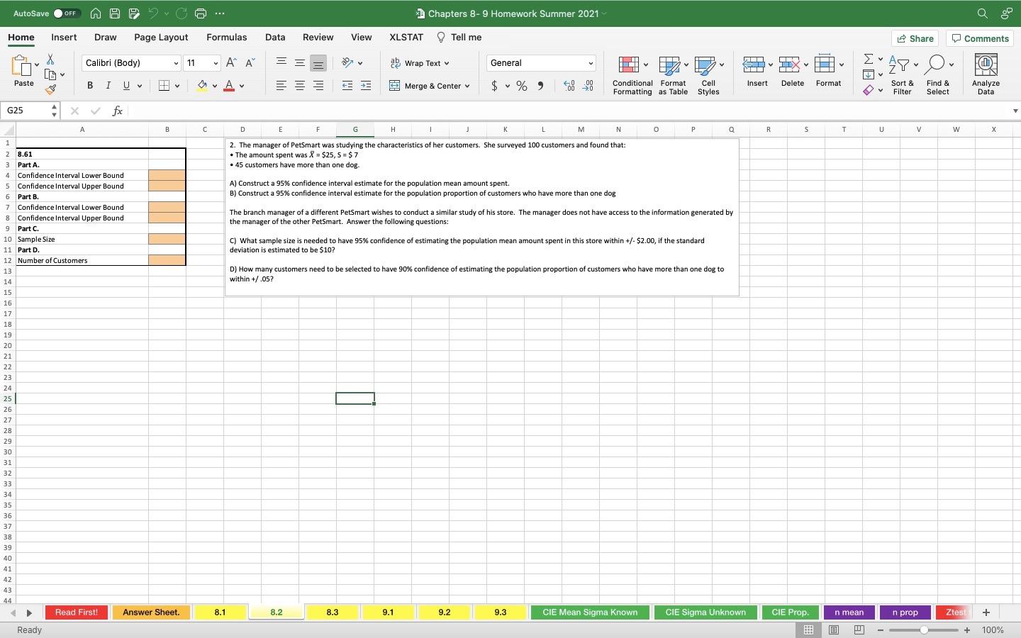 AutoSave OFF @ E. Chapters 8-9 Homework Summer