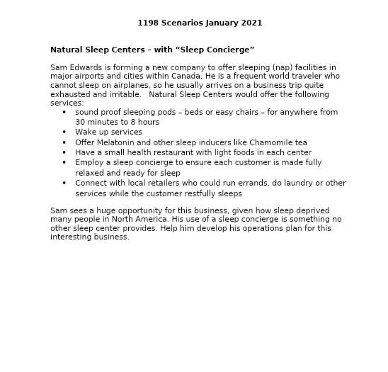 1198 Scenarios January 2021 Natural Sleep Centers