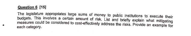 Question 6 [15] The legislature appropriates