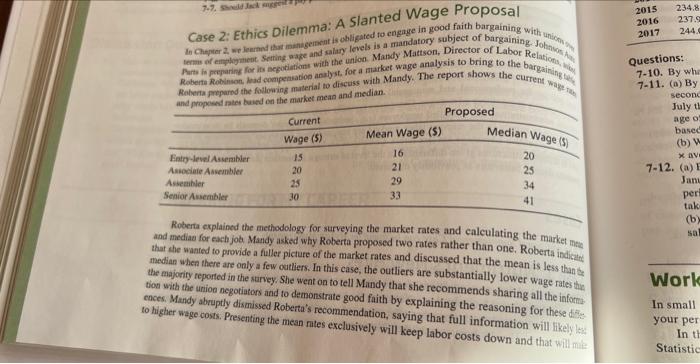 2015 2016 234.8 237.9 244 2017 Case 2: Ethics